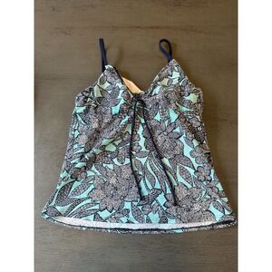 blue LANDS END swimsuit top tankini size 8